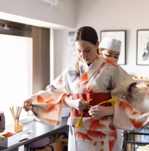 Kimono photoshoot after a sushi-making workshop