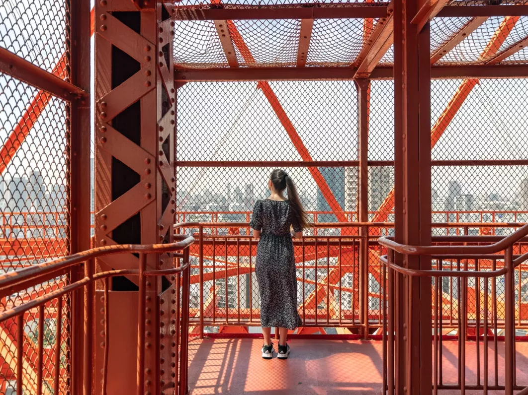 Captivating views along Tokyo Tower's outdoor staircase